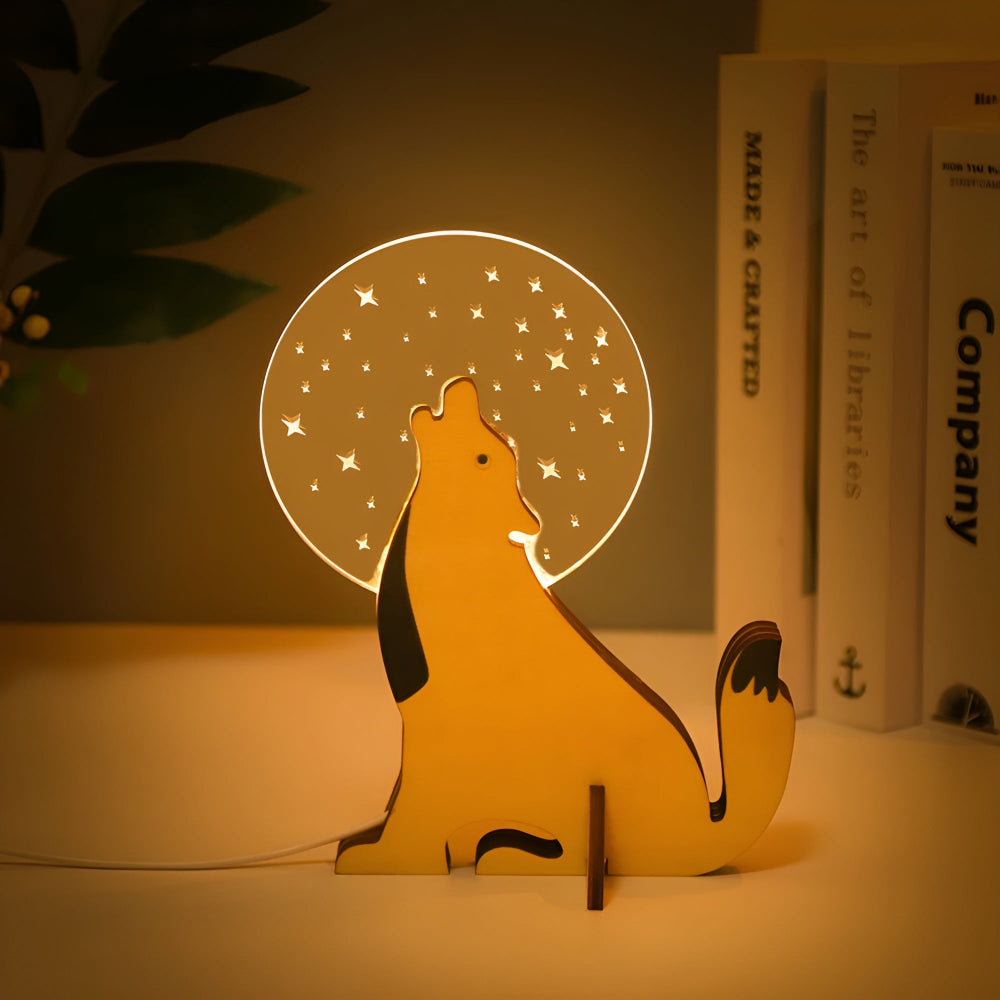 WoodiLight – Tier-Tischlampe aus Holz mit LED für Kinderzimmer